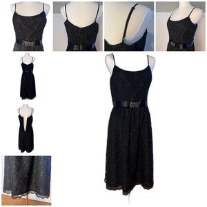 No label size 10 black dress, black lining with black lace & spaghetti straps